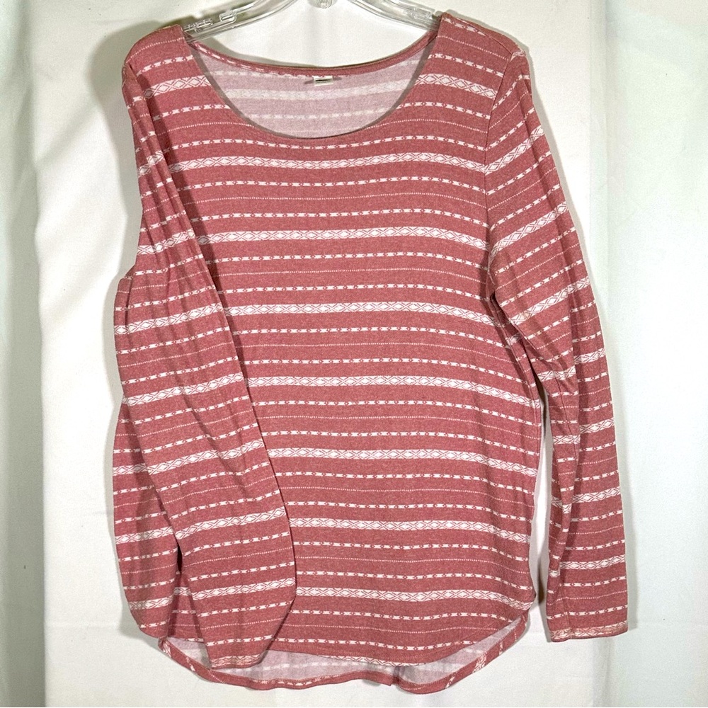 Old Navy Women's Pink and‎ White Winter Long Sleeved Cozy Top sz Large